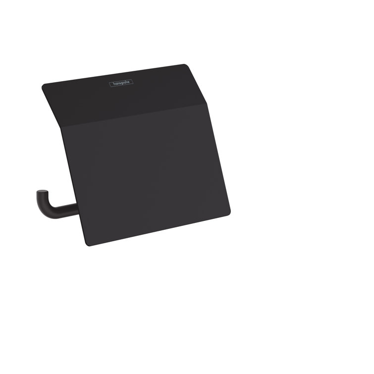 Matte Black Modern Toilet Paper Holder with Cover