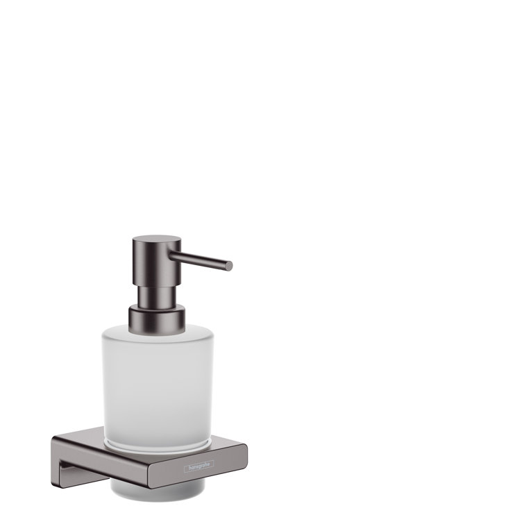 Hansgrohe Brushed Black Chrome Metal and Glass Wall-Mount Soap Dispenser