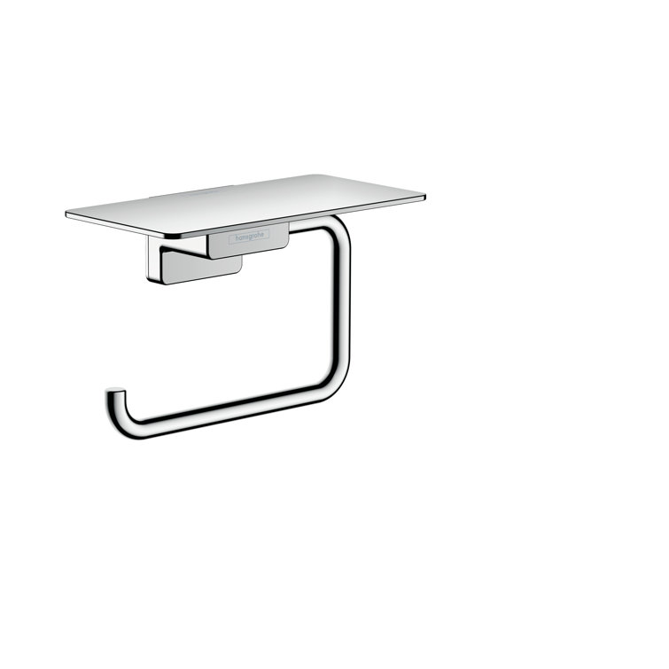 Chrome Wall-Mounted Toilet Paper Holder with Shelf