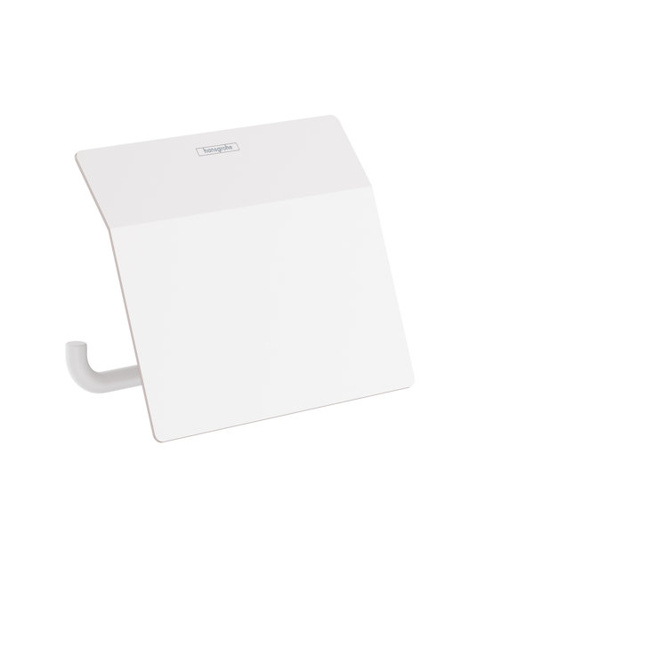 Matte White Wall-Mounted Toilet Paper Holder with Cover