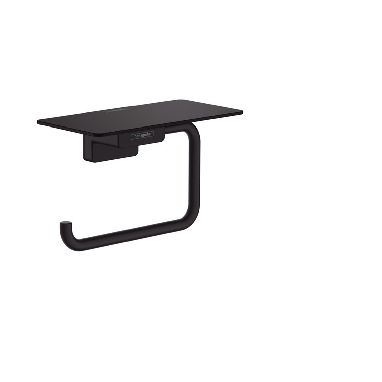Matte Black Metal Toilet Paper Holder with Shelf