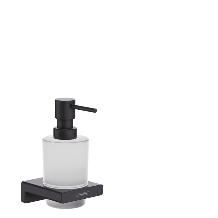 Matte Black Metal and Glass Wall-Mounted Soap Dispenser