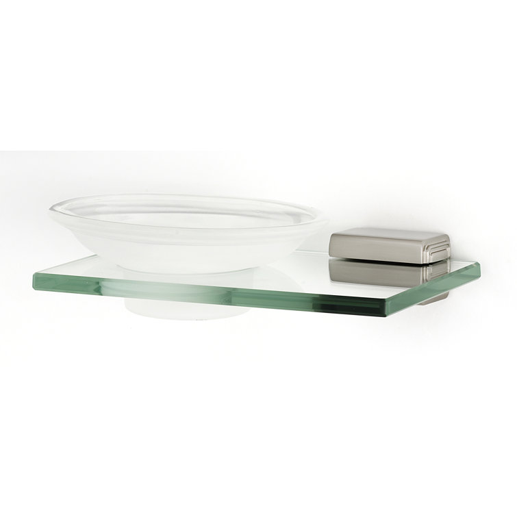 Satin Nickel Wall Mounted Frosted Glass Soap Dish