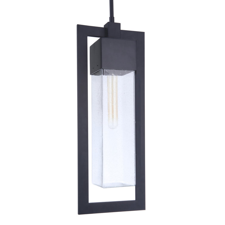 Perimeter Midnight Finish Clear Seeded Glass Outdoor Pendant Light