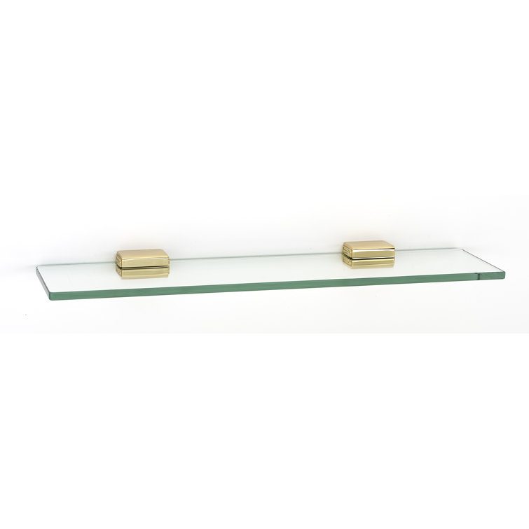 Polished Brass and Glass Cube Wall Shelf