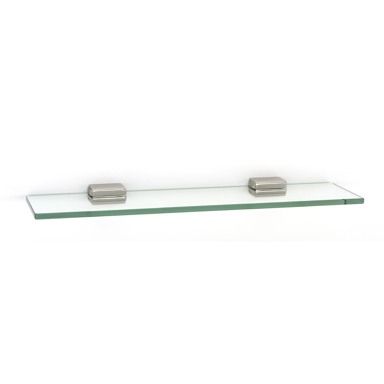 Satin Nickel 18" Rectangle Glass Shelf with Beveled Edges