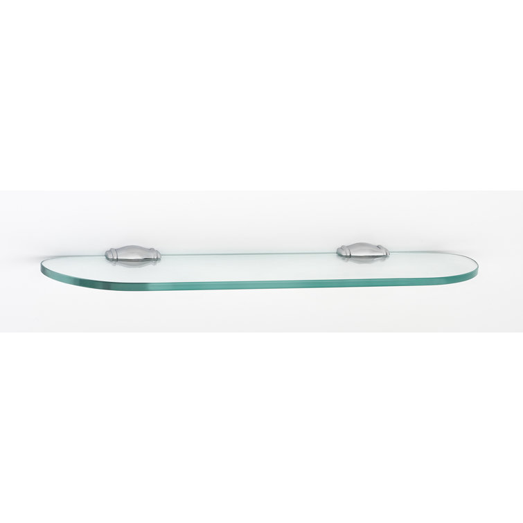 Elegant Polished Brass 18'' Rectangular Glass Shelf with Beveled Edges