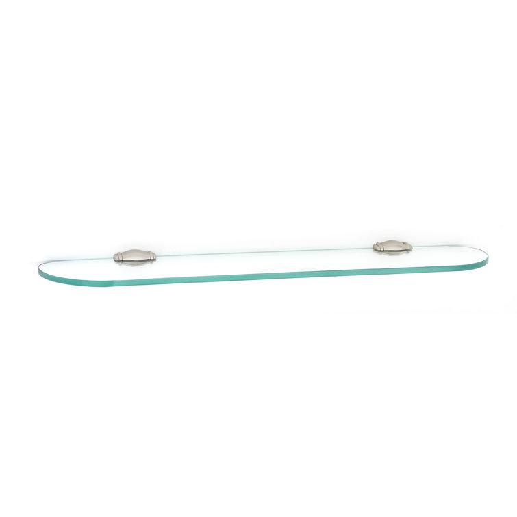 24'' Polished Nickel Glass Wall Shelf with Beveled Edges