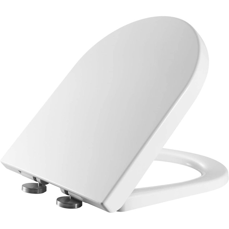 White Round Soft Close Toilet Seat with Stainless Steel Hinges