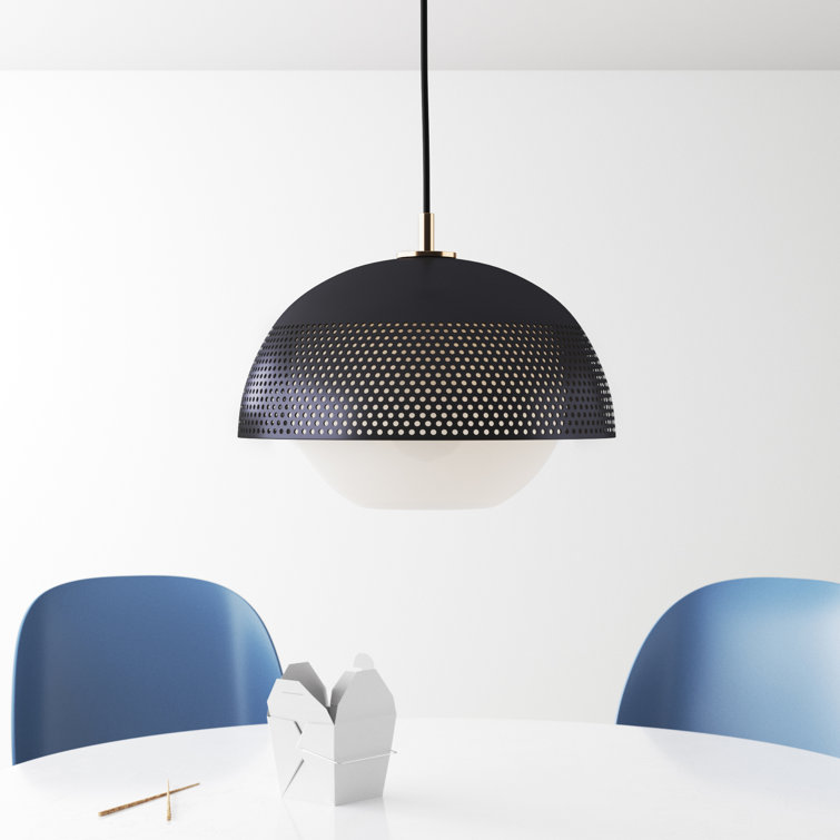 Elegant Matte Black & Satin Brass Globe Pendant Light with White Glass