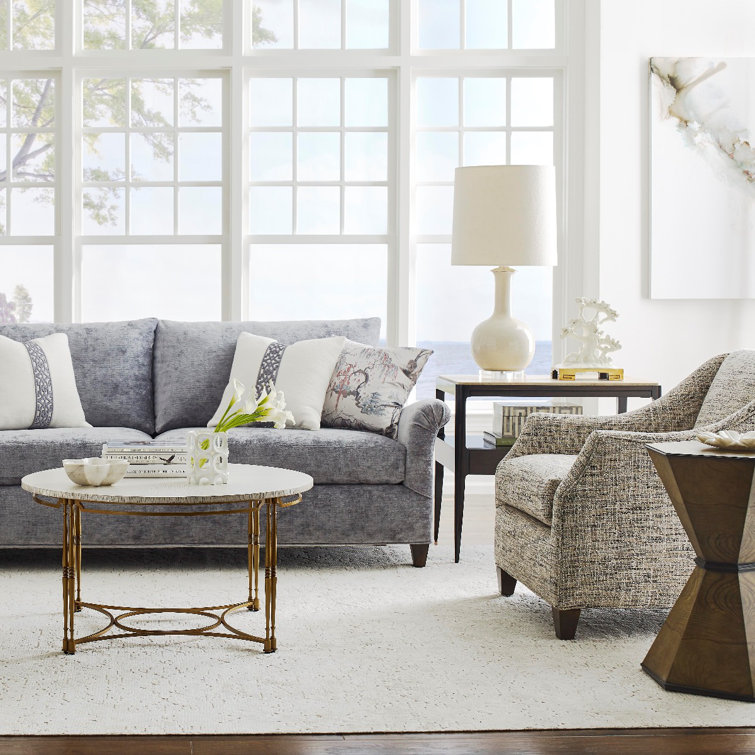 Modern Ash Wood & Metal 36" Cocktail Table with Quadrant Stretchers