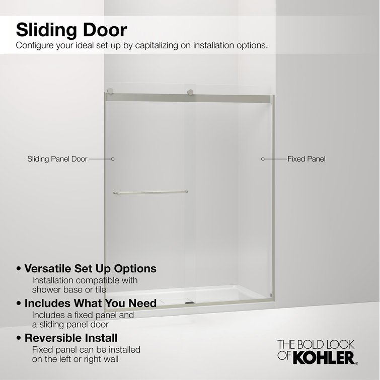 Anodized Dark Bronze Frameless Sliding Bath Door with Crystal Clear Glass