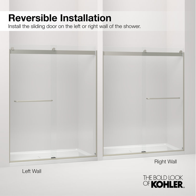 Anodized Dark Bronze Frameless Sliding Bath Door with Crystal Clear Glass