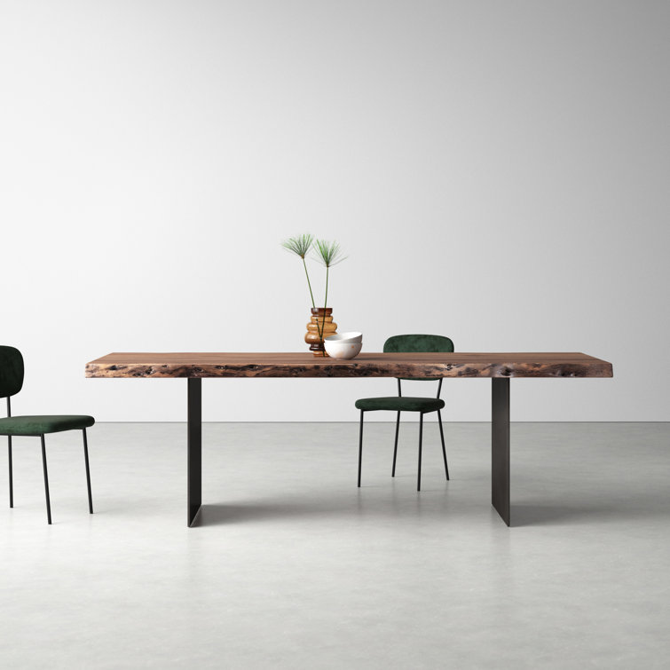 Roberto 94'' Brown Acacia Wood Dining Table with Iron Base
