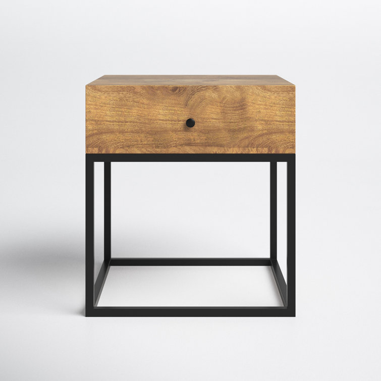 Brixton Industrial Mango Wood & Iron Rectangular End Table with Storage