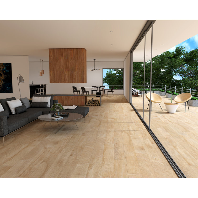 Maple 8" x 48" Matte Porcelain Wood Look Floor and Wall Tile