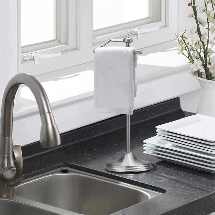 Satin Nickel Heavyweight Metal Fingertip Towel Holder Stand