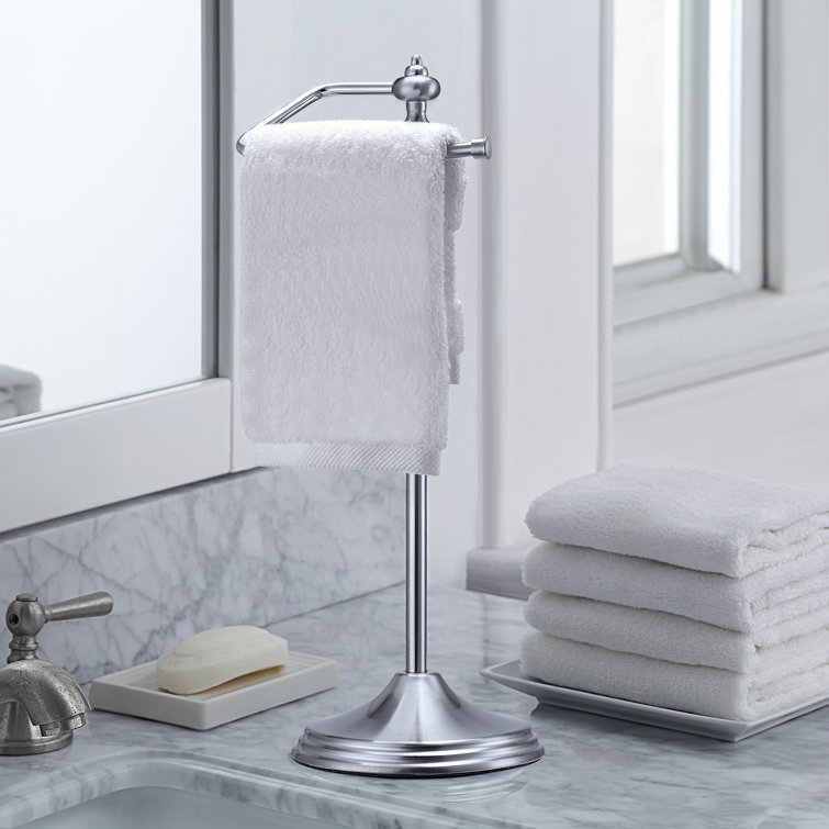 Satin Nickel Heavyweight Metal Fingertip Towel Holder Stand