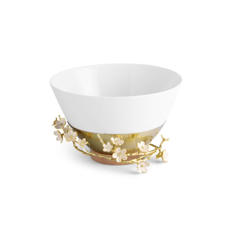 Handmade Cherry Blossom 32oz Ceramic Serving Bowl with Pedestal