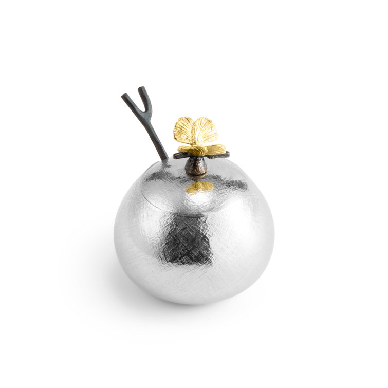 Silver Textured Glass Round Entertaining Pot with Knob Embellishment
