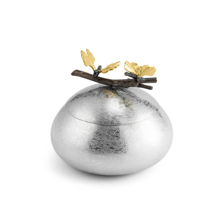 Silver and Bronze Butterfly Ginkgo Keepsake Box