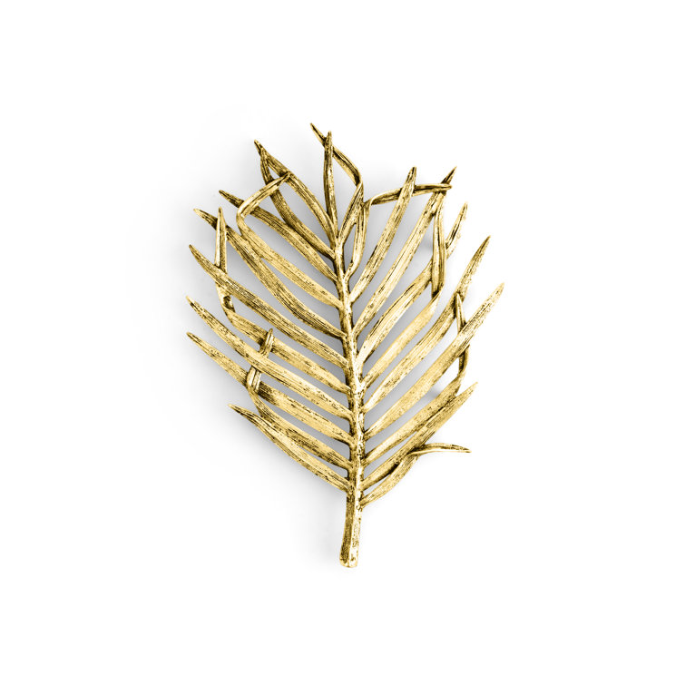 Luxurious Antique Gold Palm Leaf Textured Trivet
