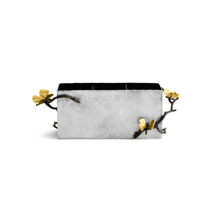 Butterfly Ginkgo Stainless Steel Cutlery Caddy with Brass Accents