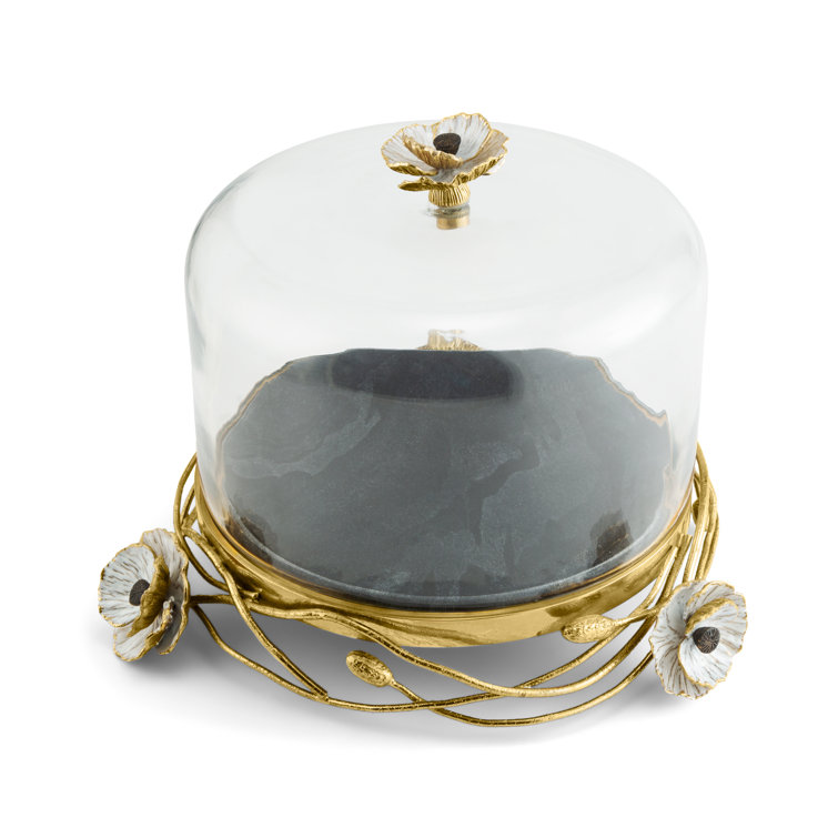 Handcrafted Glass Dome Cake Stand with Brass Base