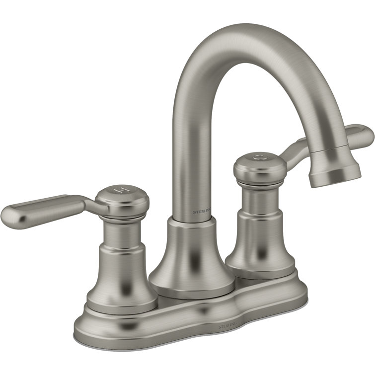 Vibrant Brushed Nickel Centerset Bathroom Faucet with Lever Handles