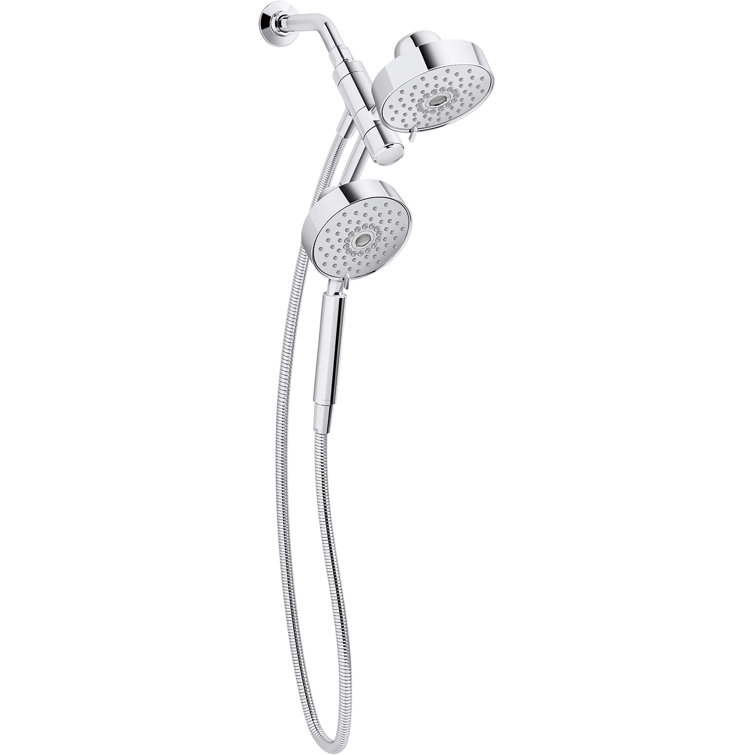 Polished Chrome Dual Head Wall Mounted Shower System
