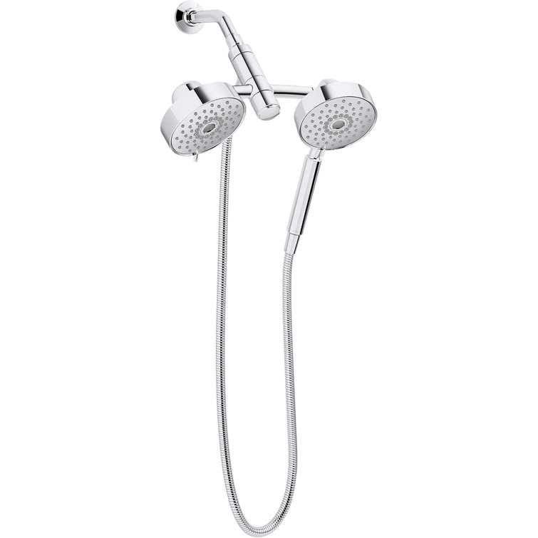 Polished Chrome Dual Head Wall Mounted Shower System