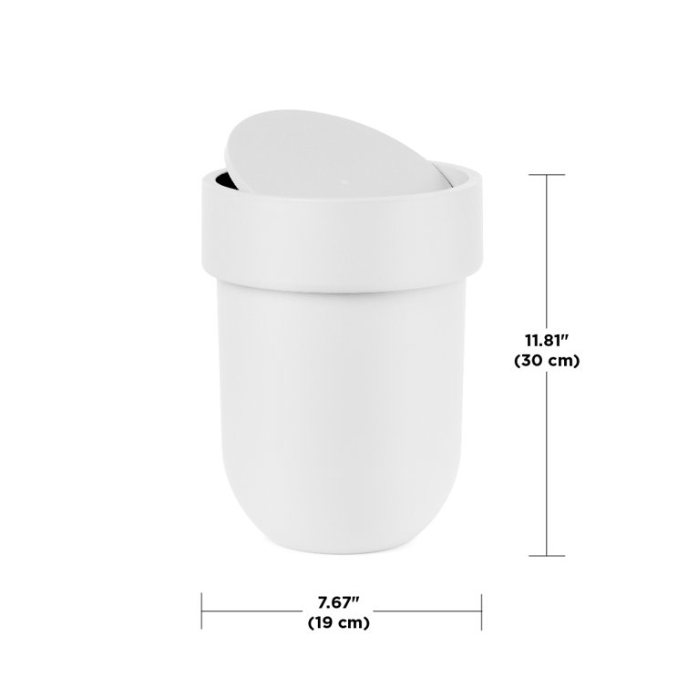Sleek 1.6 Gallon White Plastic Swing-Top Waste Bin