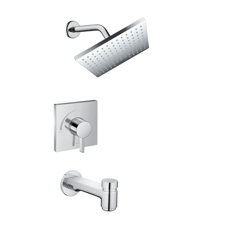 Chrome Square Wall Mounted Rain Shower Set