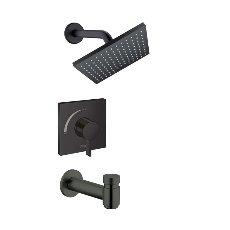 Nickel Square Wall Mounted Rain Shower Set