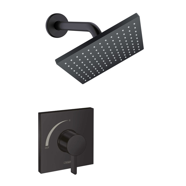 Nickel Square Wall Mounted Rain Shower Set