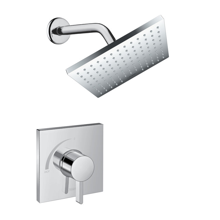 Chrome Square Wall Mounted Rain Shower Set