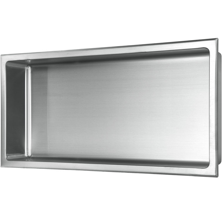 Brushed Stainless Steel Rectangular Shower Niche Shelf