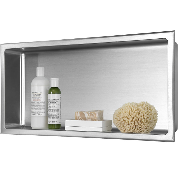 Brushed Stainless Steel Rectangular Shower Niche Shelf