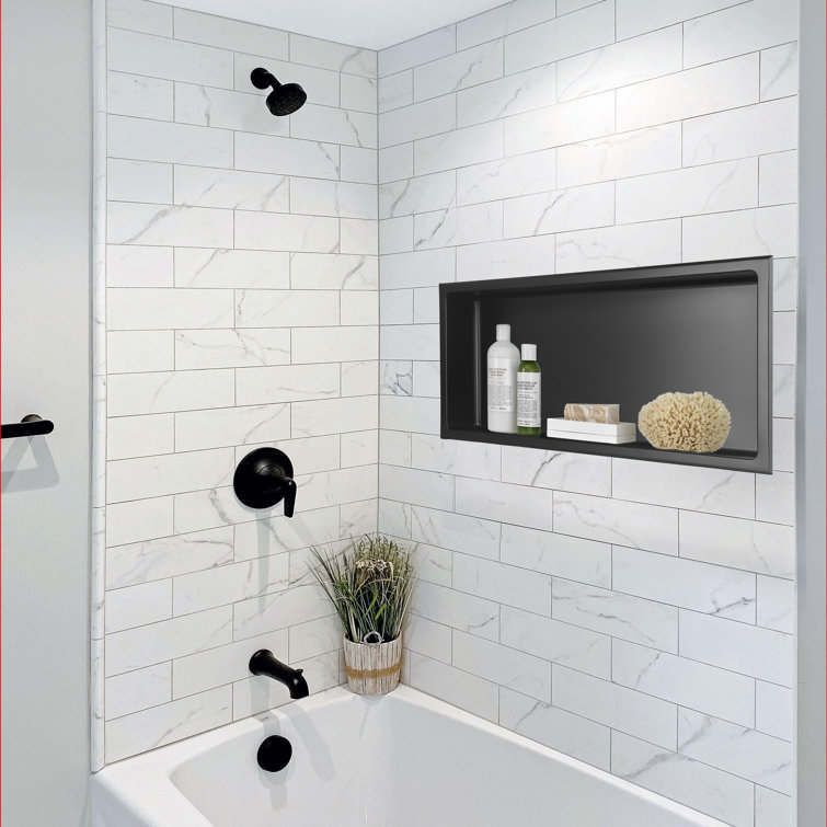 Matte Black Stainless Steel Rectangular Shower Niche