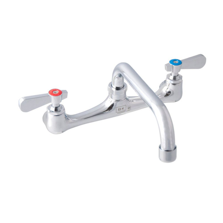 Chrome Backsplash Mount Faucet with Swivel Spout