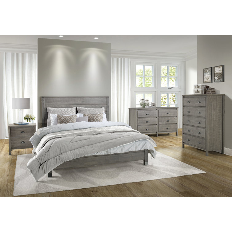 Driftwood Gray Farmhouse Double Dresser with Felt-Lined Drawer