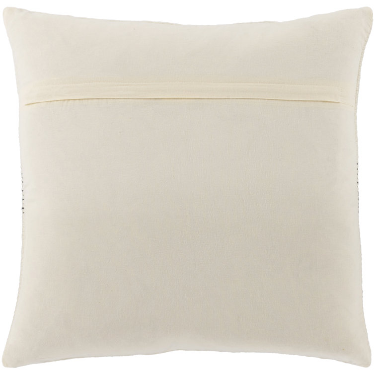 Ivory and Black Striped Cotton Blend Square Pillow