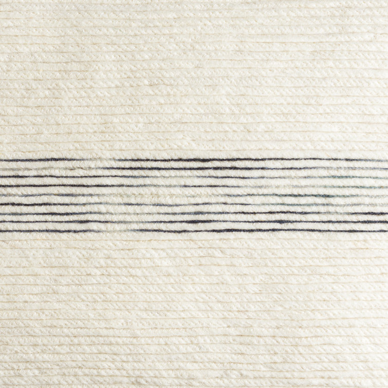 Ivory and Black Striped Cotton Blend Square Pillow