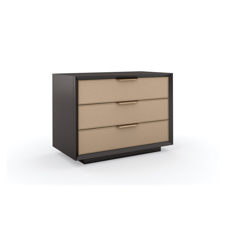 Beige and Brown 3-Drawer Transitional Nightstand