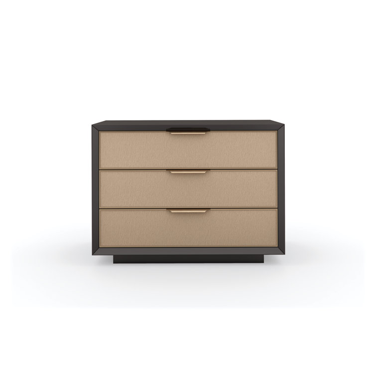 Beige and Brown 3-Drawer Transitional Nightstand