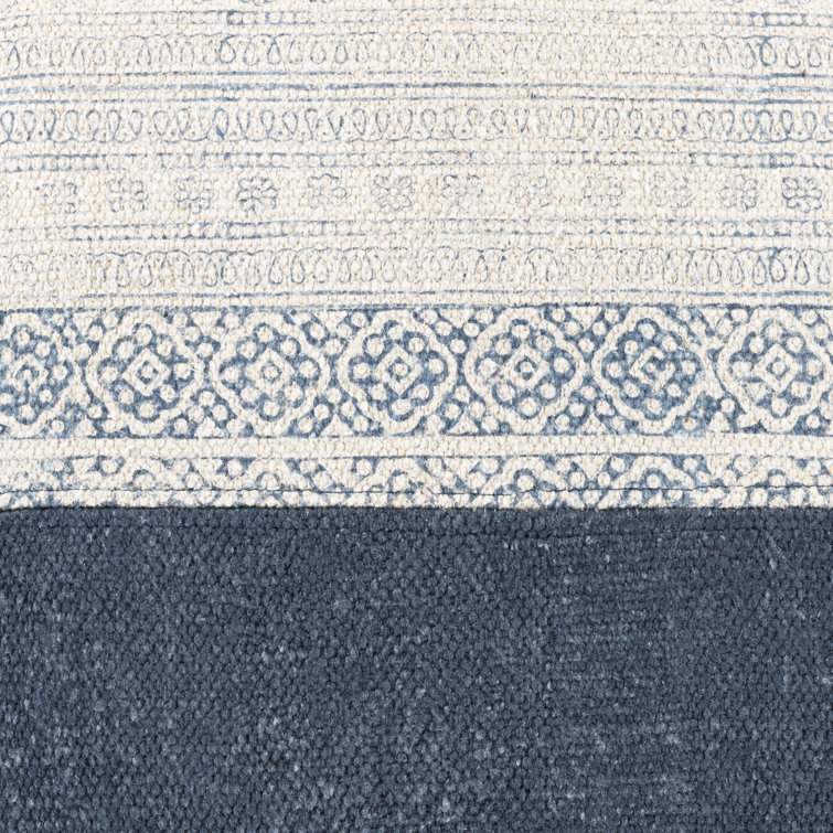 Lola 22'' Navy and Cream Cotton Throw Pillow