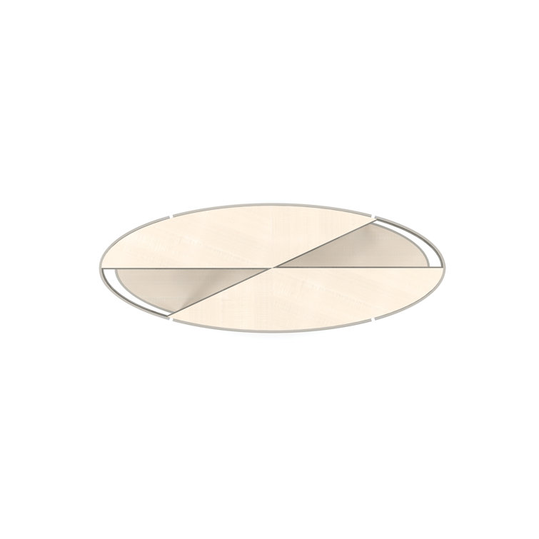 Beige and Silver Oval Wood and Metal Coffee Table