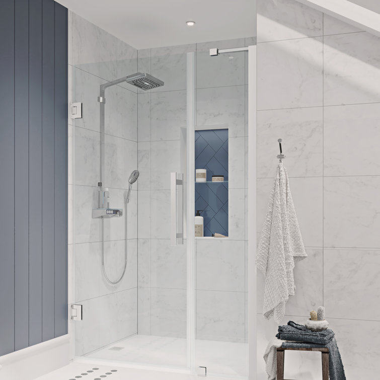 Tampa-Pro 43'' W 72'' H Frameless Chrome Shower Kit