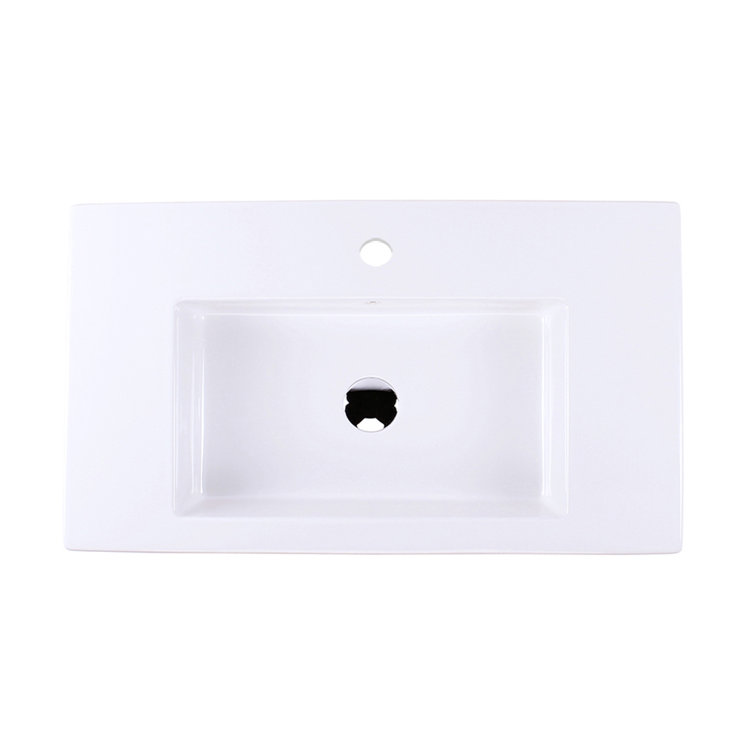 Aquaquattro 18'' White Porcelain Rectangular Wall-Mount Sink