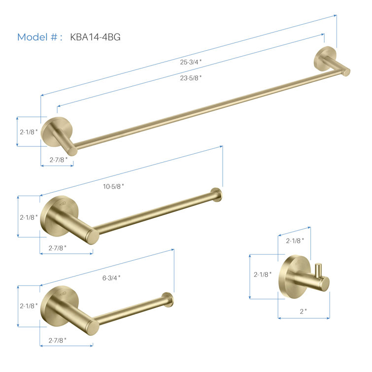 Brushed Gold Circular 5-Piece Metal Bathroom Hardware Set